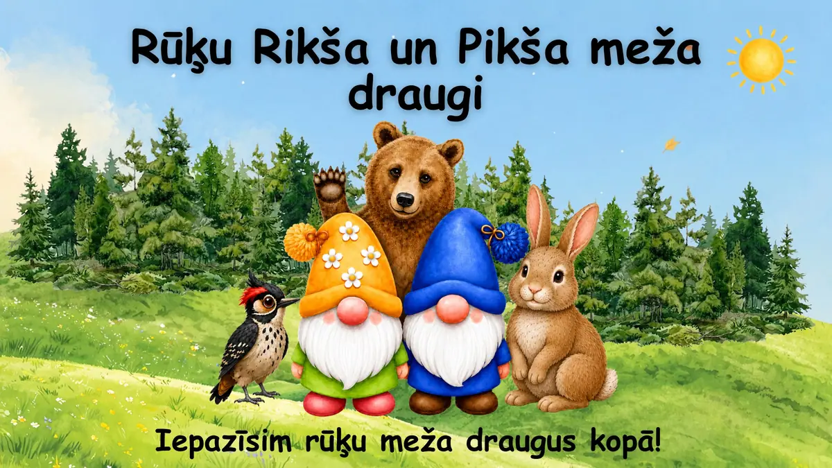 Rūķu Rikša un Pikša meža draugi: prezentācijas pirmais slaids