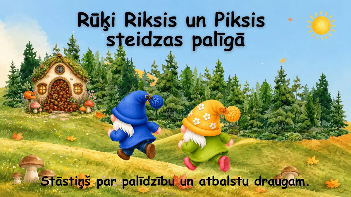Rūķi Riksis un Piksis steidzas palīgā: prezentācijas pirmais slaids