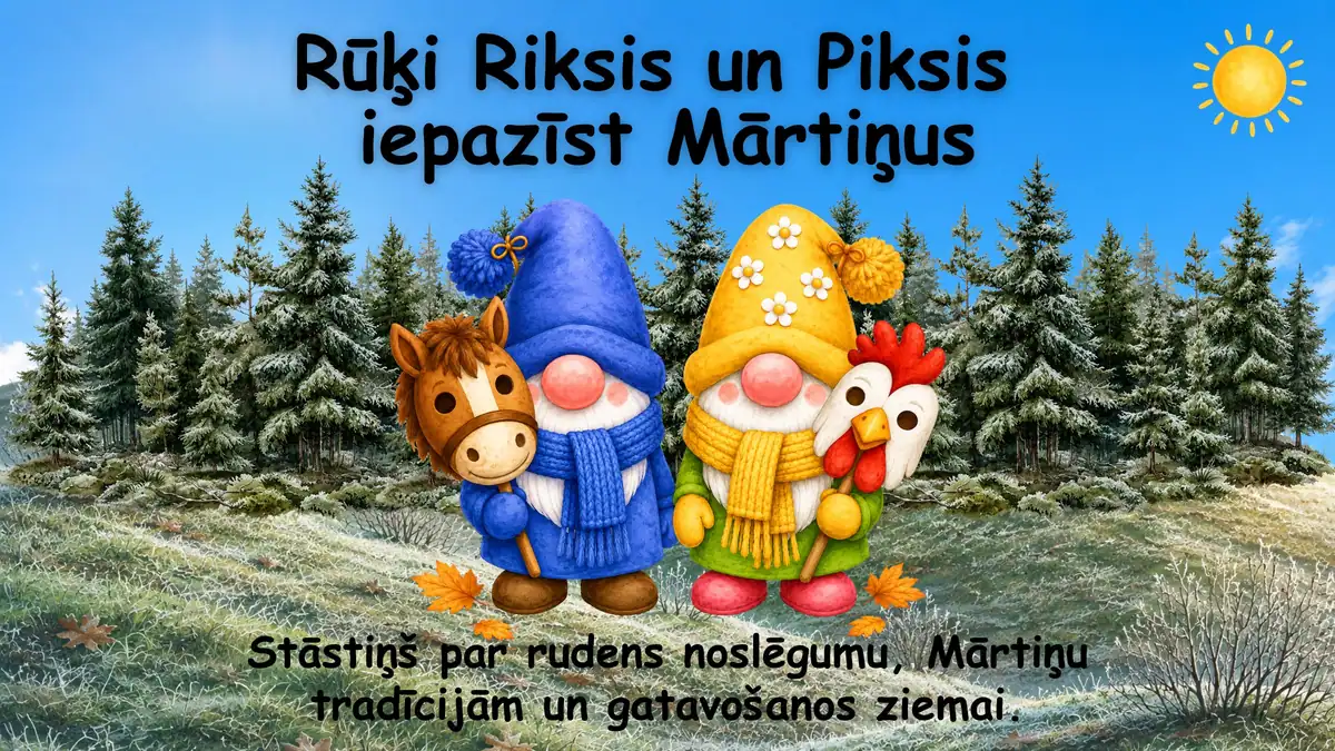 Rūķi Riksis un Piksis iepazīst Mārtiņus: prezentācijas pirmais slaids