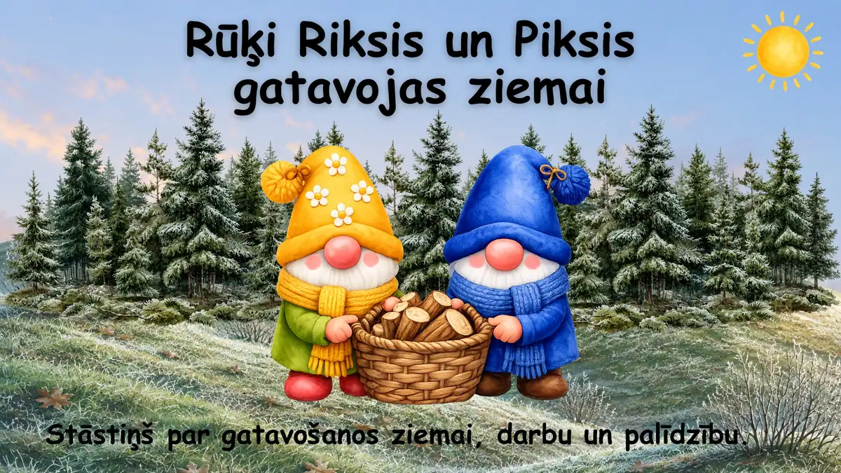 Rūķi Riksis un Piksis gatavojas ziemai: prezentācijas pirmais slaids