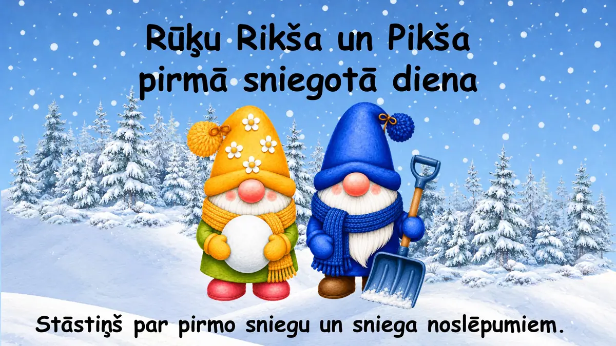 Rūķu Rikša un Pikša pirmā sniegotā diena: prezentācijas pirmais slaids