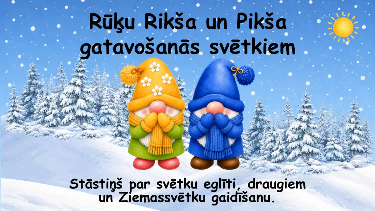 Rūķu Rikša un Pikša gatavošanās svētkiem: prezentācijas pirmais slaids