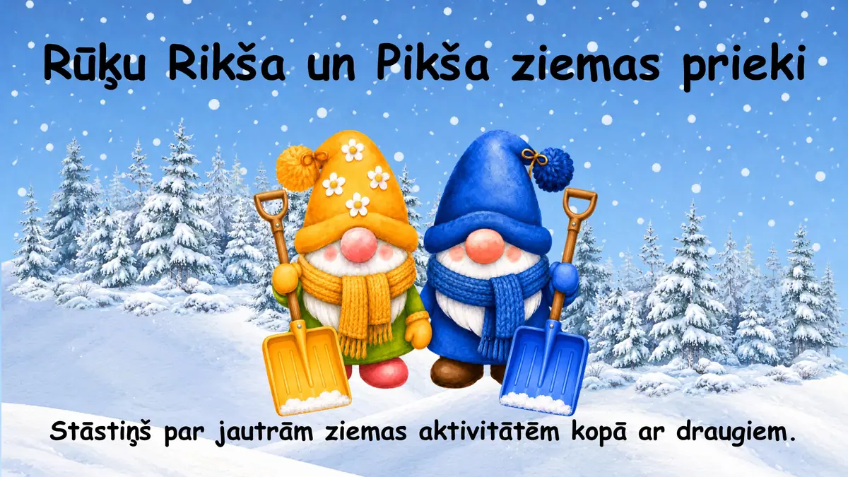 Rūķu Rikša un Pikša ziemas prieki: prezentācijas pirmais slaids