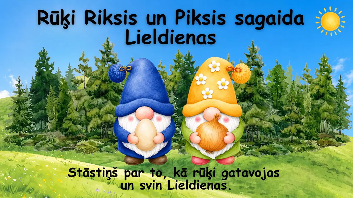 Rūķi Riksis un Piksis sagaida Lieldienas: prezentācijas pirmais slaids